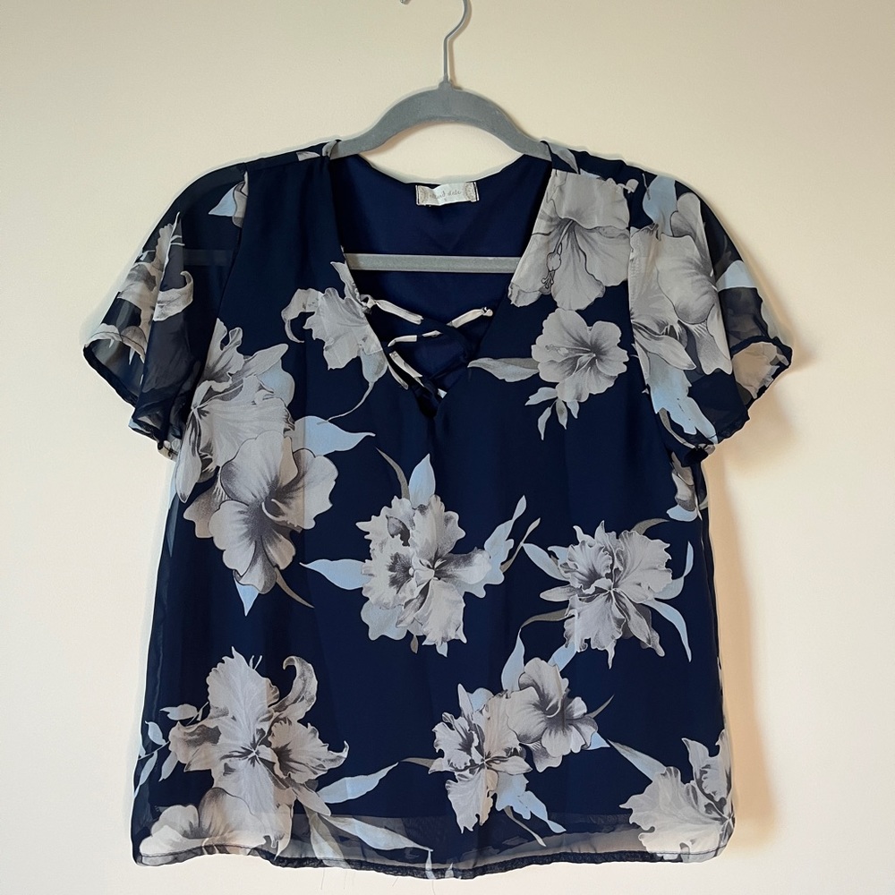 Altar’d State Blue Floral Blouse